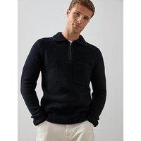 The Very Collection Pocket Front Quarter Zip Jumper - Black
