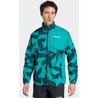 Adidas Terrex Mens Outdoor Mult Printed Wind Jacket - Green