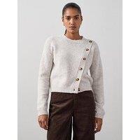The Very Collection Crew Neck Button Detail Knitted Jumper - Beige