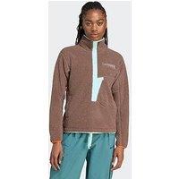 Adidas Terrex Womens Outdoor Xploric High Pile Fleece Pullover Sweatshirt - Green