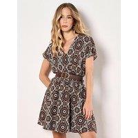 Apricot Batik Kaleidoscope V Nk Mini Dress