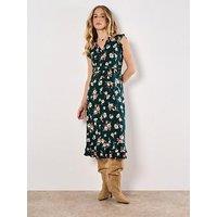 Apricot Painterly Floral Midi Ditsy Dress