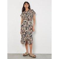 Apricot Tribal Anim Belt Midi Shirt Dres
