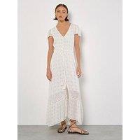 Apricot Embroidered Sequin Dress - White