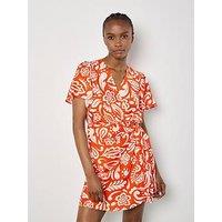 Apricot Bold Mono Paisley Wrap Dress