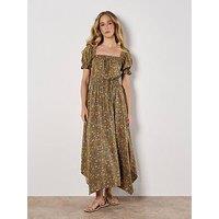 Apricot Delicate Sarasa Milkmaid Midi Dr