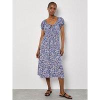 Apricot Milkmaid Midi Dress