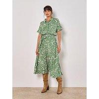 Apricot Scattered Squares Midi Dress