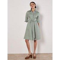Apricot Tie Front Stripe Cotton Shirt Dress