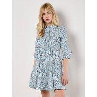 Apricot Mini Leaf Cotton Poplin Tie Dress