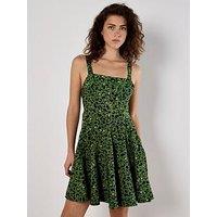 Apricot Animal Print Godet Skirt Dress