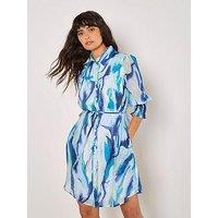 Apricot Painterly Swirls Shirt Dress