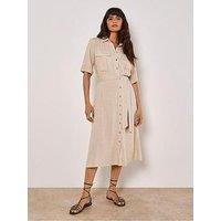 Apricot Linen Midi Utility Dress