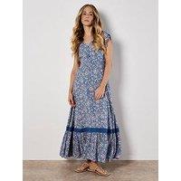 Apricot Ditsy Cluster Crochet Maxi Dress