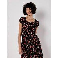 Apricot Vintage Rose Milkmaid Midi Dress