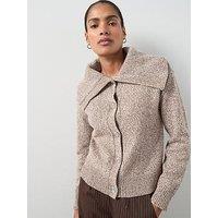 The Very Collection Collared Neck Twist Yarn Cardigan With Wool - Brown