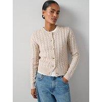 The Very Collection Timeless Yarn Crew Neck Cable Cardigan - Neutral