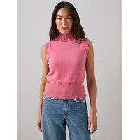 The Very Collection Funnel Neck Picot Trim Sleeveless Vest - Pink