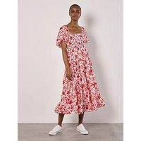 Apricot Silhouette Starflower Midi Dress