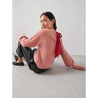 The Very Collection Crew Neck Bow Back Cable Jumper - Pink