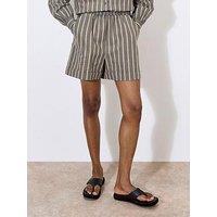 Apricot Striped Linen Mix Shorts