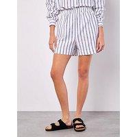 Apricot Striped Linen Mix Shorts