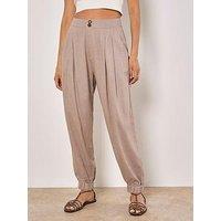 Apricot Slub Linen Mix Jogger - Brown