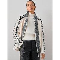 The Very Collection Relaxed Collared Boucle Jacquard Cardigan With Wool - Mono