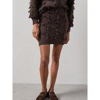 The Very Collection Timeless Yarn Fringe Mini Skirt Coord - Brown