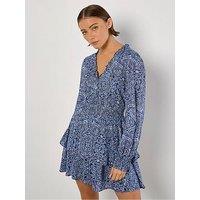 Apricot Batik Folk Print Smock Mini Dress