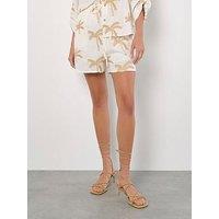 Apricot Embroidered Palm Linen Mix Trees