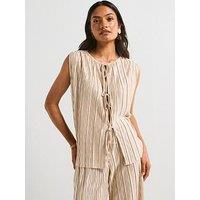 V By Very Tie Front Textured Top Co-Ord - Nude