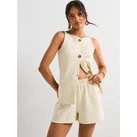 V By Very Shorts Co-Ord - Cream