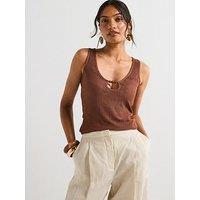 V By Very Cut Out Beaded Top - Brown