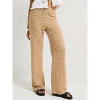 V By Very Wide Leg Textured Trousers - Taupe
