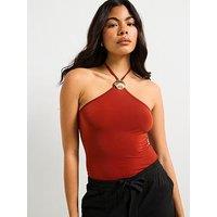 V By Very Shell Detail Halter Neck Top - Orange