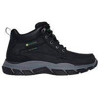 Skechers Respected John Deere Waterproof Mid Top Leather Lace Up Boots- Black