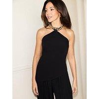 Michelle Keegan Necklace Halter Top - Black