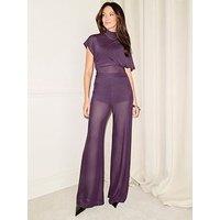 Michelle Keegan Cape Sheer Jumpsuit - Purple