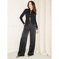 Michelle Keegan High Neck Knitted Top - Black