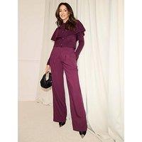 Michelle Keegan Knitted Cape Cardigan - Burgundy