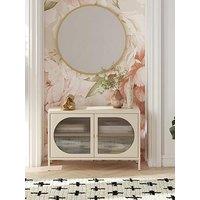 Cosmoliving By Cosmopolitan Luna Glass Door Accent Sideboard Cabinet - Cream