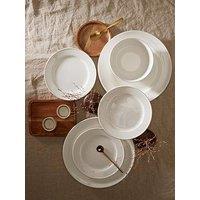 Waterside Professional Alumina White Porcelain Rim 12-Piece Dinner Set