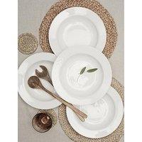 Waterside Professional Alumina White Porcelain Rim 4-Piece Pasta Bowl Set