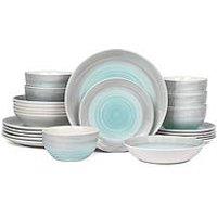 Waterside Spinwash 24-Piece Blue And Grey Dinner Set