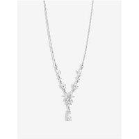 Jon Richard Rhodium Plated Cubic Zirconia Floral Y Necklace