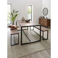 Very Home Harlem Mid Oak Dining Table & 2 Benches - Fsc Certified