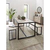 Very Home Harlem Grey Oak Dining Table & 2 Benches - Fsc Certified