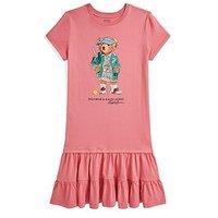 Polo Ralph Lauren Girls Bear Short Sleeve Dress - Pink