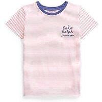 Polo Ralph Lauren Girls Stripe Script Short Sleeve T-Shirt - Pink